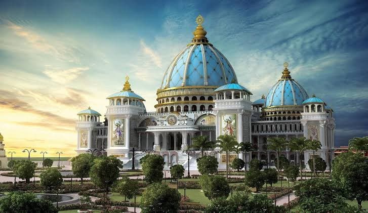 Temple of the Vedic Planetarium gardens, Mayapur